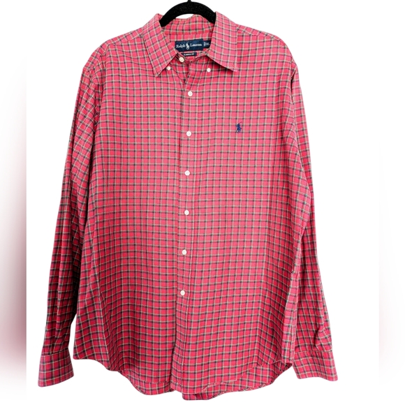 Ralph Lauren Blue Label Classic Fit Button Up Shirt‎ in Red Plaid Size XL - Picture 1 of 8